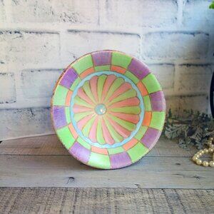 Vintage MacKenzie Inspired Dish Compote Pastel Check Caddy Chintz Decor